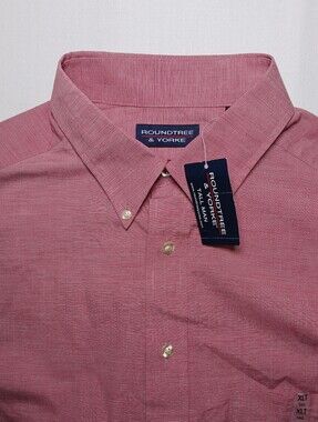 Roundtree & Yorke Tall Man Button Down Short Sleeve Shirt XLT Pink NWT